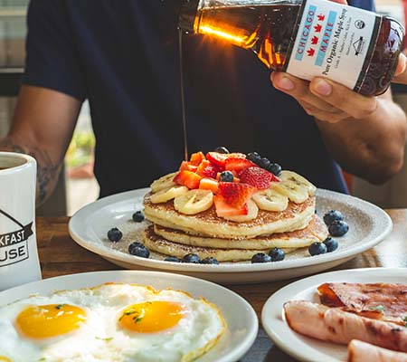 Eating an American Breakfast